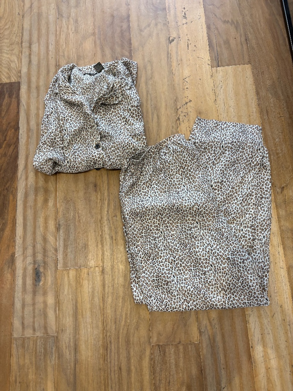 100% silk leopard pajama set.